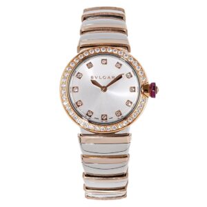 Lvcea Silver Dial in Rose Gold/Steel with Diamond Bezel