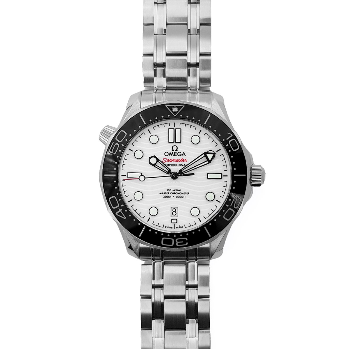 Seamaster Diver 300M Omega Co-Axial Master Chronometer 42mm White Dial with Black Bezel